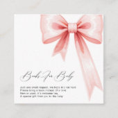 赤面ピンクボウ赤ちゃんシャワーブックリクエスト エンクロージャーカード (正面)