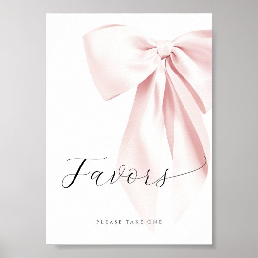 赤面ピンクボウ赤ちゃんシャワー好意テーブルの看板 ポスター (正面)