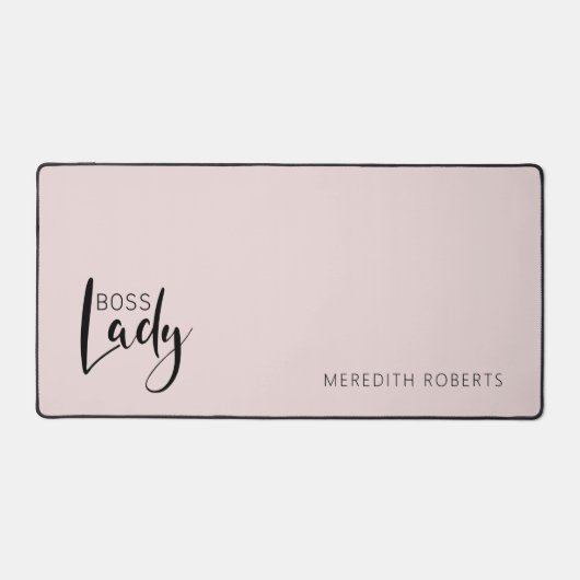 赤面ピンクボスレディーロパーソナライズされたゴ デスクマット (正面)