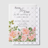 赤面ピンクボタニカルウェディング日付を保存 ベラム紙招待状 (オフセット (招待状))