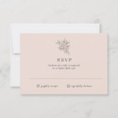 赤面ピンクボタニカルエレガント庭園の結婚式 出欠カード (正面)