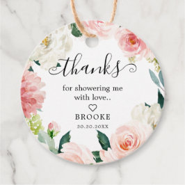 赤面ピンクボタニカルブライダルシャワーありがとう フェイバータグ