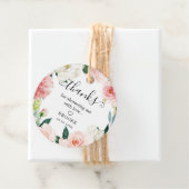 赤面ピンクボタニカルブライダルシャワーありがとう フェイバータグ (インサイチュ)