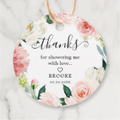 赤面ピンクボタニカルブライダルシャワーありがとう フェイバータグ (裏面)