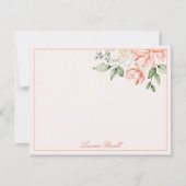 赤面ピンクボタニカルロマンチックパーソナライズされたフローラ ノートカード (正面)