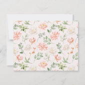赤面ピンクボタニカルロマンチックパーソナライズされたフローラ ノートカード (裏面)