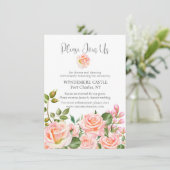 赤面ピンクボタニカルQRコード結婚ズ エンクロージャーカード (スタンド正面)