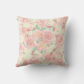 赤面ピンクボヘミアンヴィンテージ花パステルバラ クッション (裏面)
