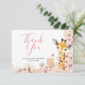 赤面ピンクボホキラフェベビーシャワーサンキューカード サンキューカード (スタンド正面)