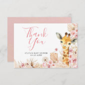 赤面ピンクボホキラフェベビーシャワーサンキューカード サンキューカード (正面/裏面)