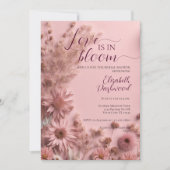 赤面ピンクボホドライワイルドフラワーズブライダルシャワー 招待状 (正面)