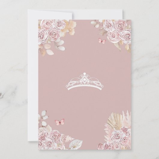 赤面ピンクボホパンパスグラスキンセアニラの出現 招待状 (裏面)