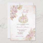 赤面ピンクボホパンプキン秋インラブブライダルシャワー 招待状 (正面)
