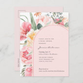 赤面ピンクボホフローラチックガーガーリーデンブライダル インビテーションポストカード (正面/裏面)