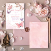 赤面ピンクボホフローラバタフライガールベビーシャワー 招待状