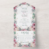 赤面ピンクボホフローラリースディナー オールインワン招待状 (内側)