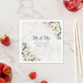 赤面ピンクボホ結婚ウォーターの色のMr.とMrs. スタンダードカクテルナプキン (インサイチュ)