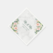 赤面ピンクボホ結婚ウォーターの色のMr.とMrs. スタンダードカクテルナプキン (角)