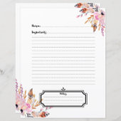 赤面ピンクボホ羽ホワイトレシピシートインサート (正面/裏面)