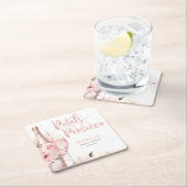 赤面ピンクボホ花びらとプロセッコフローラ スクエアペーパーコースター (インサイチュ)