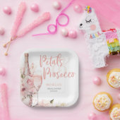 赤面ピンクボホ花びらとプロセッコフローラ ペーパープレート (パーティー)