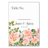 赤面ピンクボ結婚タニカルテーブル番号 テーブルナンバー (裏面)