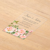 赤面ピンクボ結婚タニカル アクリル招待状 (レイダウン)