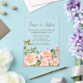 赤面ピンクボ結婚タニカル アクリル招待状 (インサイチュ (ウェディング))