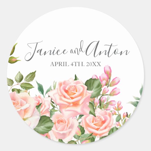 赤面ピンクボ結婚タニカル ラウンドシール (正面)