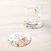 赤面ピンクボ結婚タニカル ラウンドペーパーコースター (インサイチュ)