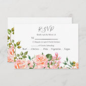 赤面ピンクボ結婚タニカル 出欠カード (正面/裏面)