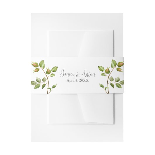 赤面ピンクボ結婚タニカル 招待状ベリーバンド (正面例)