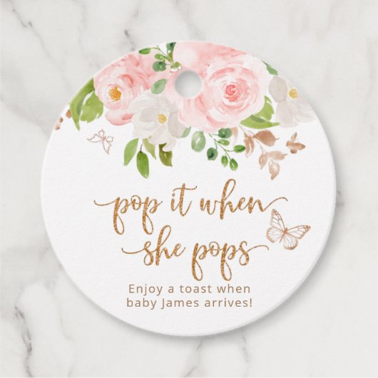 赤面ピンクポップ・アートのの蝶ポップ フェイバータグ (正面)