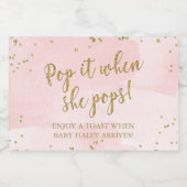 赤面ピンクポップ・アートのイット彼女のポップ女の子の赤ちゃんシャワー スパークリングワインラベル (シングルラベル)