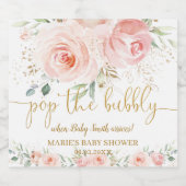 赤面ピンクポップ・アートのフローラザバブきらめくリーワインラ スパークリングワインラベル (シングルラベル)