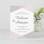 赤面ピンクマウヴエレガント幾何モダン結婚 招待状 (スタンド正面)