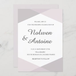 赤面ピンクマウヴエレガント幾何モダン結婚 招待状