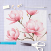 赤面ピンクマグノリアと金ゴールドアクセント 薄葉紙 (クラフト)