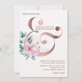 赤面ピンクマグノリアスバラ金ゴールドアンパサンド結婚ス 招待状 (正面)