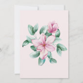 赤面ピンクマグノリアスバラ金ゴールドアンパサンド結婚ス 招待状 (裏面)