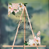 赤面ピンクマグノリアスフローラベビーシャワーウェルカム アクリルサイン (ニュートラル)