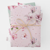 赤面ピンクマグノリアフローラ水の色ギフト ラッピングペーパーシート (インサイチュ)