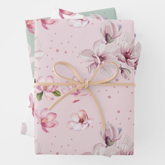 赤面ピンクマグノリアフローラ水の色ギフト ラッピングペーパーシート (インサイチュ)