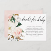 赤面ピンクマグノリア女の子の赤ちゃんシャワーブックリクエスト エンクロージャーカード (正面/裏面)