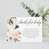 赤面ピンクマグノリア女の子の赤ちゃんシャワーブックリクエスト エンクロージャーカード (スタンド正面)