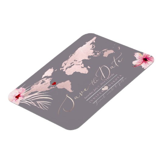 赤面ピンクマップ任意の宛先の日付を保存 マグネット (左側)