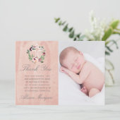 赤面ピンクマルサラフローラバプテスマサンキューカード 招待状 (スタンド正面)