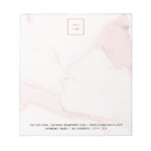 赤面ピンクマーブルエレガントビジネスロゴ ノートパッド (正面)