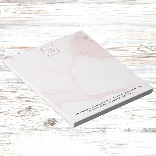 赤面ピンクマーブルエレガントビジネスロゴ ノートパッド