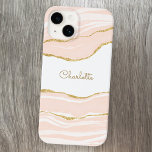 赤面ピンクマーブルゲート金ゴールドグリッター パーソナライズされた Case-Mate iPhone 14ケース<br><div class="desc">赤面ピンクの水色アゲート大理石デザインとフェイク金ゴールドグリッター詳細は本当に群衆の中で目立つ。名前をに変カスタマイズ更。</div>